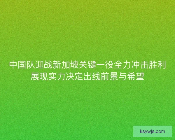 中国队迎战新加坡关键一役全力冲击胜利展现实力决定出线前景与希望
