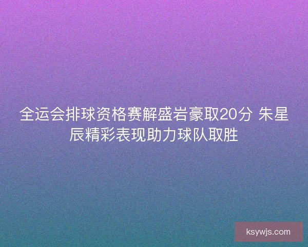 全运会排球资格赛解盛岩豪取20分 朱星辰精彩表现助力球队取胜