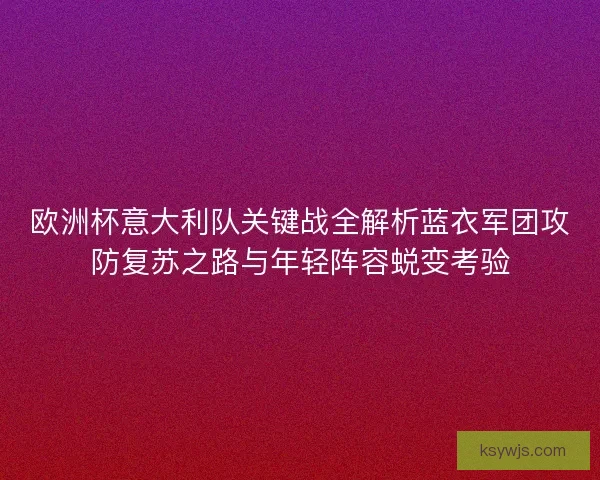 欧洲杯意大利队关键战全解析蓝衣军团攻防复苏之路与年轻阵容蜕变考验