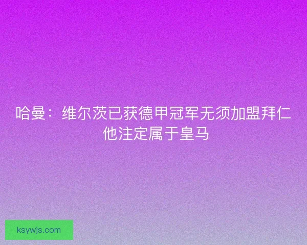 哈曼:维尔茨已获德甲冠军无须加盟拜仁 他注定属于皇马 哈曼:维尔茨已获德甲冠军无须加盟拜仁 他注定属于皇马