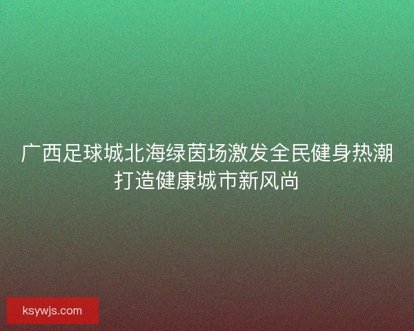 广西足球城北海绿茵场激发全民健身热潮打造健康城市新风尚 广西足球城北海绿茵场激发全民健身热潮打造健康城市新风尚